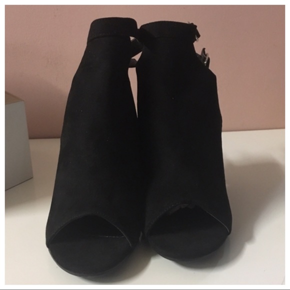 Charlotte Russe Black Peep Toe Booties - Picture 2 of 6